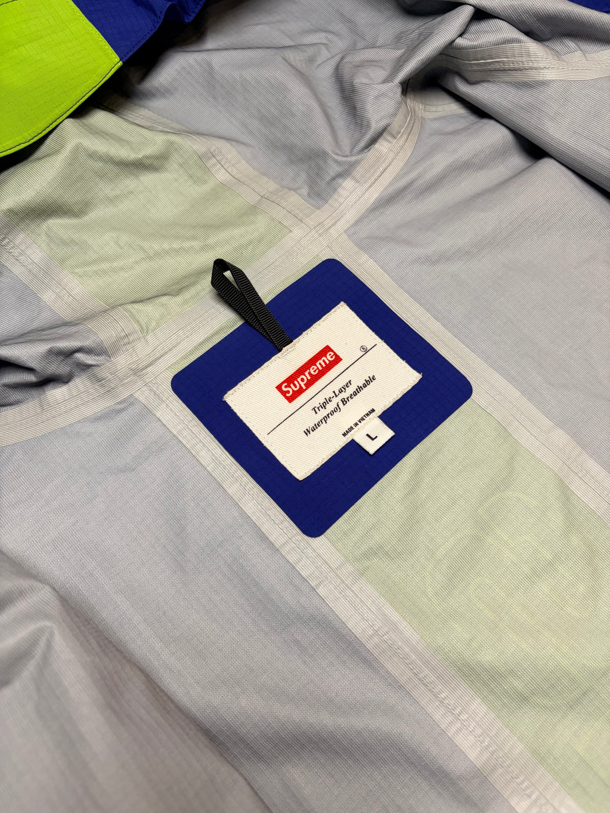 Supreme Triple-Layer Regnjakke – Royal Blue / Lime – Large