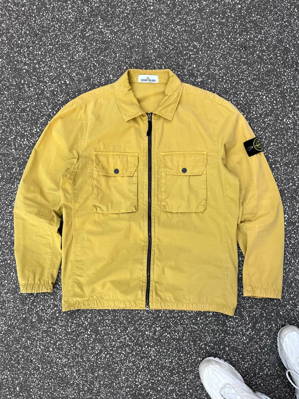 Stone Island Overshirt Sennepgul Skjorte Sommer Jakke Overgangsjakke XL Brugt Used