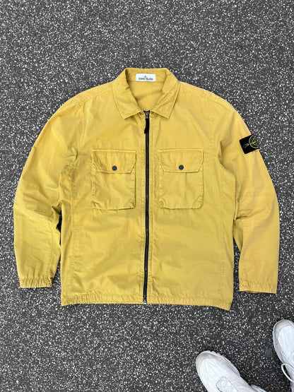 Stone Island Overshirt Sennepgul Skjorte Sommer Jakke Overgangsjakke XL Brugt Used
