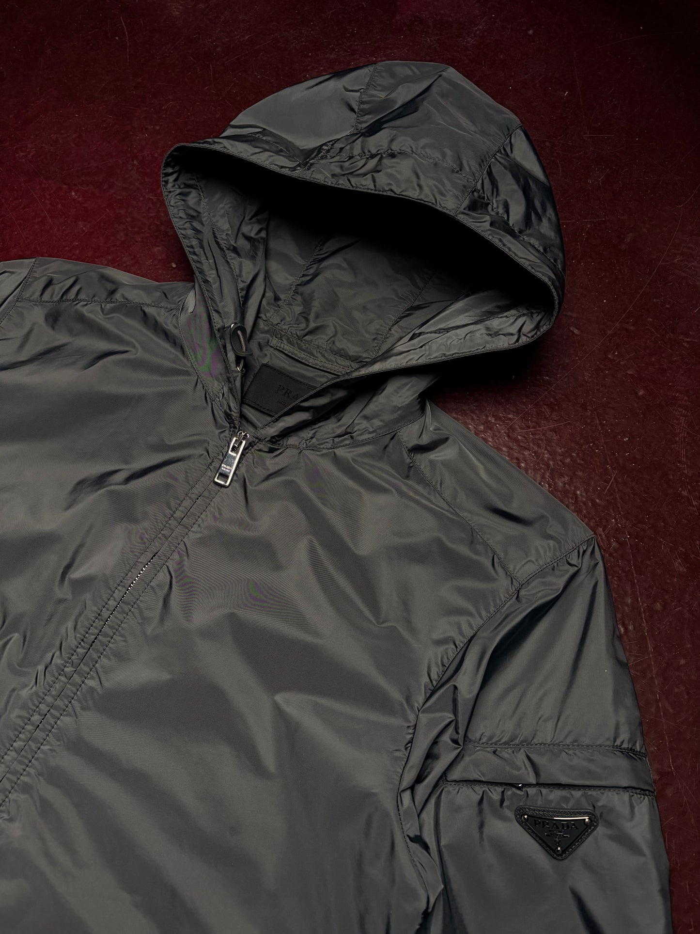 Prada Nylon Hooded Jacket Str. M med Triangle Logo