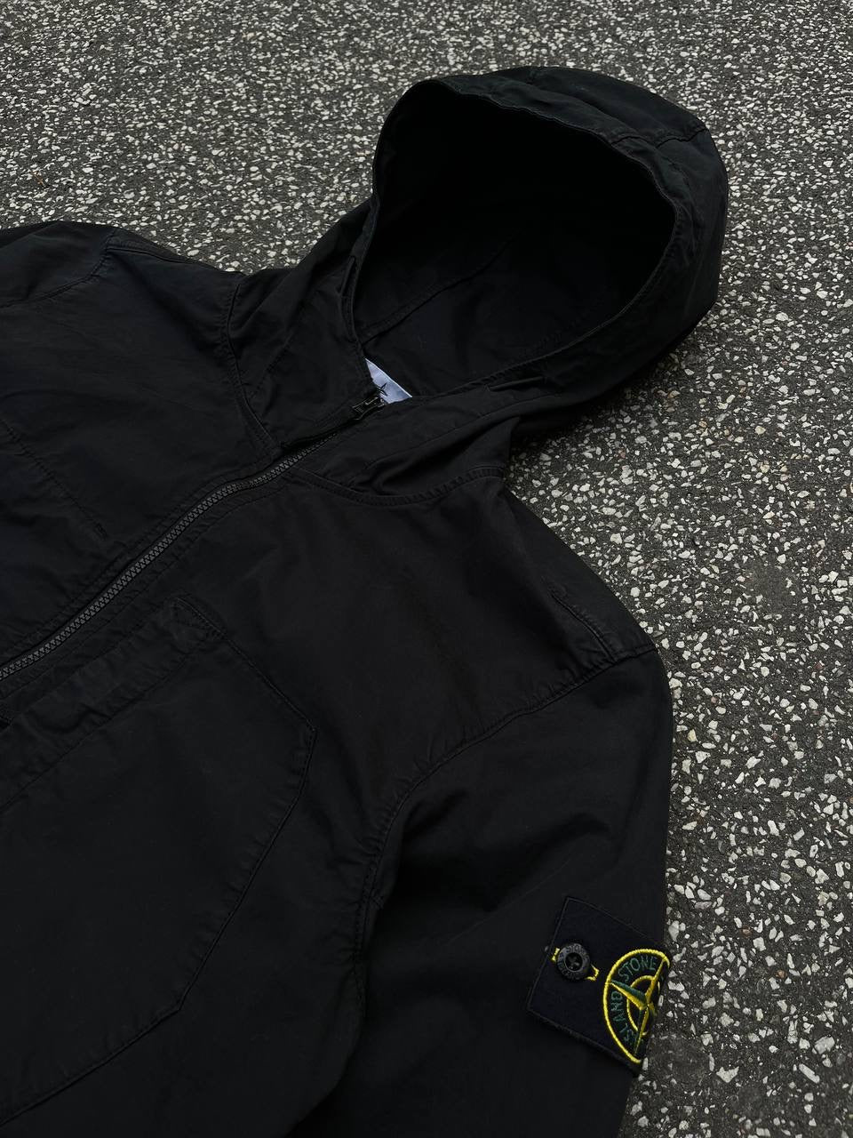 Stone Island Supima Cotton Twill Strech TC Jakke Windbreaker Efterårsjakke i Sort Black L Large 781543310