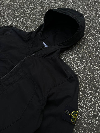 Stone Island Supima Cotton Twill Strech TC Jakke Windbreaker Efterårsjakke i Sort Black L Large 781543310