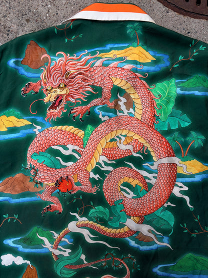 Casablanca Silk Dragon Print Shirt – Green – Size M