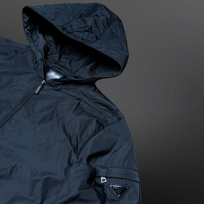 Prada Jacket Jakke L Large Grå Sort Triangle Logo Forårsjakke
