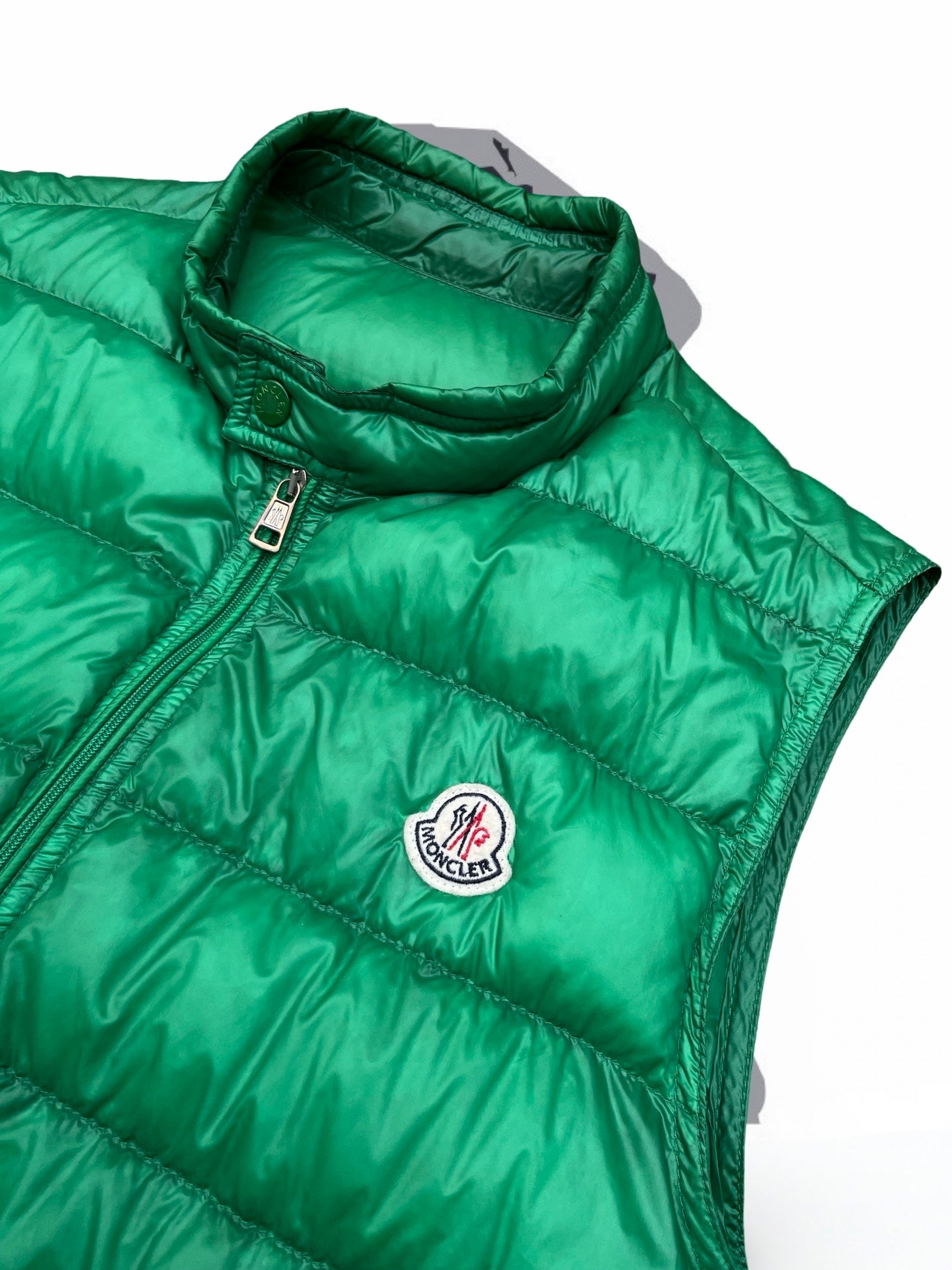Brugt Used Moncler Vest Dunvest i Grøn Størrelse 4 L herre mænd i God Stand