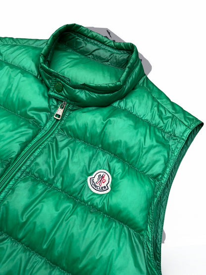 Brugt Used Moncler Vest Dunvest i Grøn Størrelse 4 L herre mænd i God Stand