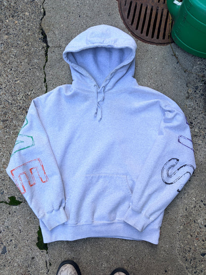 Supreme Frayed Hooded Sweatshirt – Heather Grey – Large