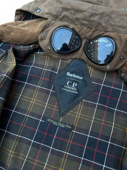 C.P. Company X Barbour google wax jacket parka i Brun brown S small