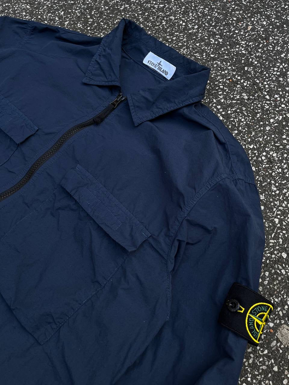 Stone Island Overshirt Skjorte Sommerjakke L Large Navy Mørkeblå Brugt Used