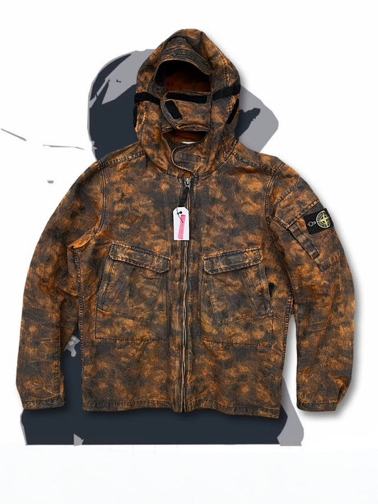 Brugt Used Rare Vintage Stone Island jakke DPM JACQUARD PLATED i størrelse L large i multifarve med balaclava