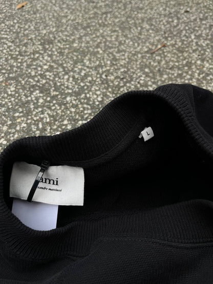 Ami Paris Sweatshirt Big Double Logo L Large Sort Black