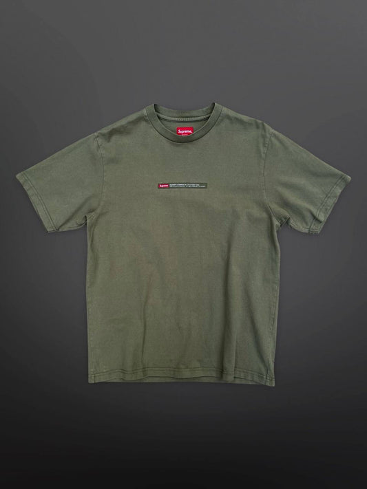 Supreme Etiqueta De La Propiedad T-Shirt Tee S Small Grøn Khaki Green Brugt Used