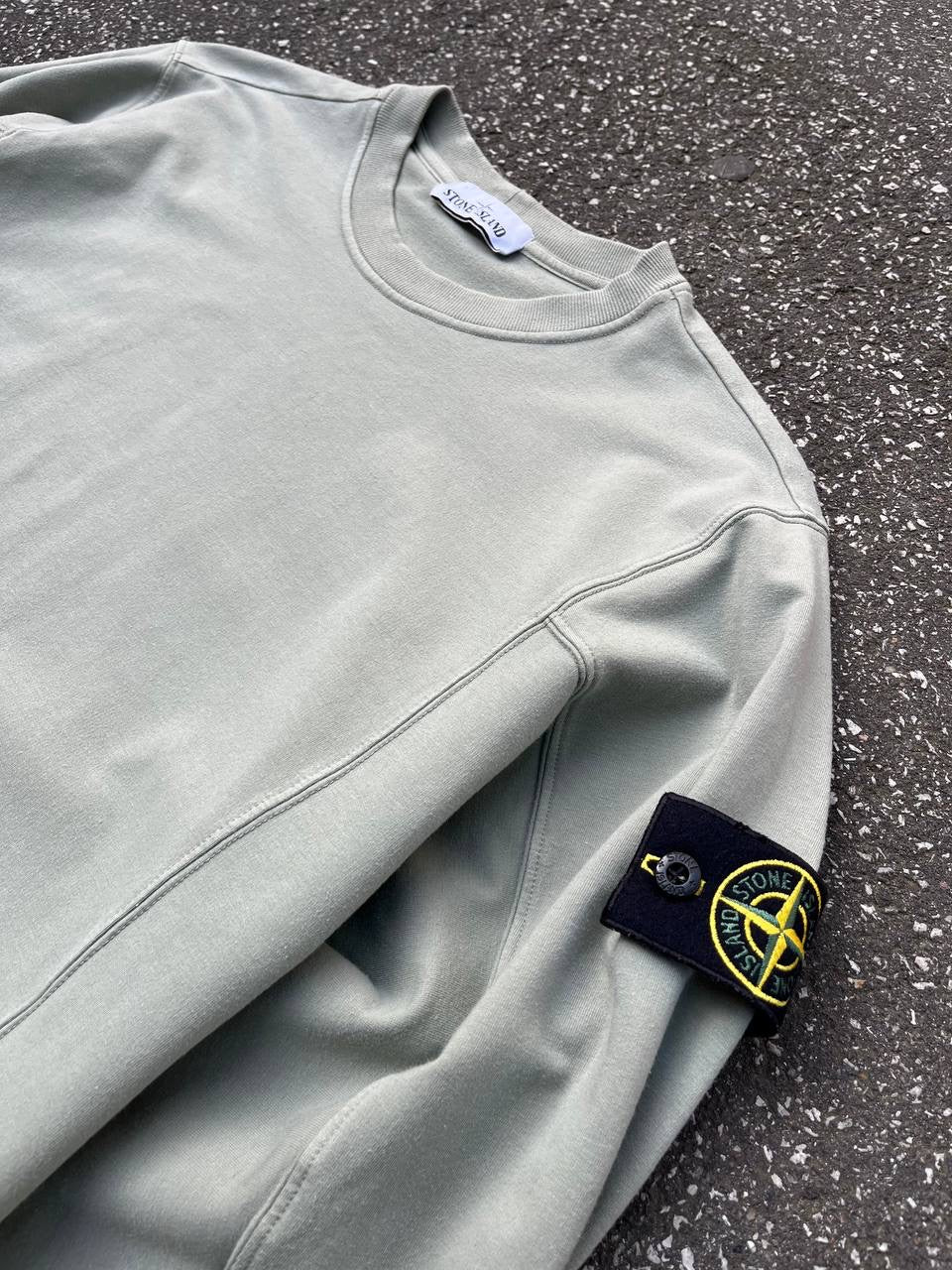 Stone Island Sweatshirt Pistaciegrøn Klassisk Crew Neck L Large Brugt Used