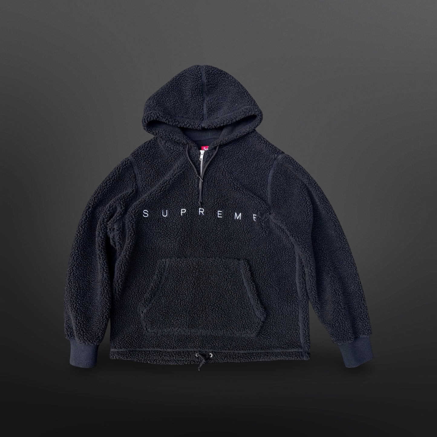 Supreme Sherpa Half Zip Hoodie – Sort – Medium