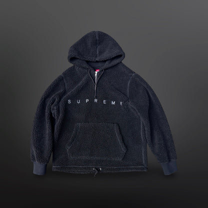 Supreme Sherpa Half Zip Hoodie – Sort – Medium