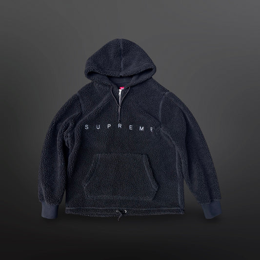 Supreme Sherpa Half Zip Hoodie – Sort – Medium