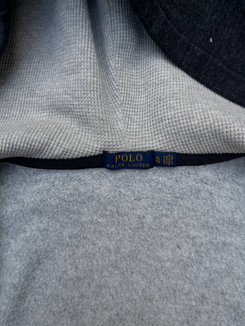 Brugt Used Vintage zip up hoodie Polo Ralph Lauren Old money i grå XL hættetrøje