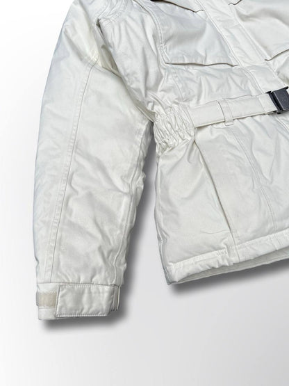 Brugt Used Vintage Vinterjakke Skijakke Hvid The North Face puffer dynjakke med Bælte og hætte kvinde dame model L large