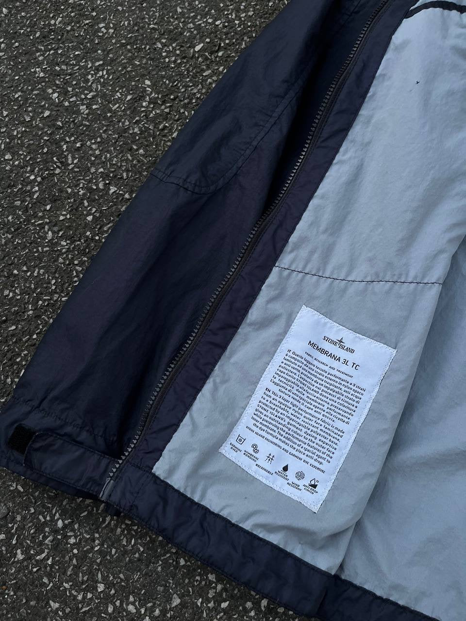 Stone Island Jakke Regnjakke Membrana 3L TC Navy Marineblå XL Brugt Used