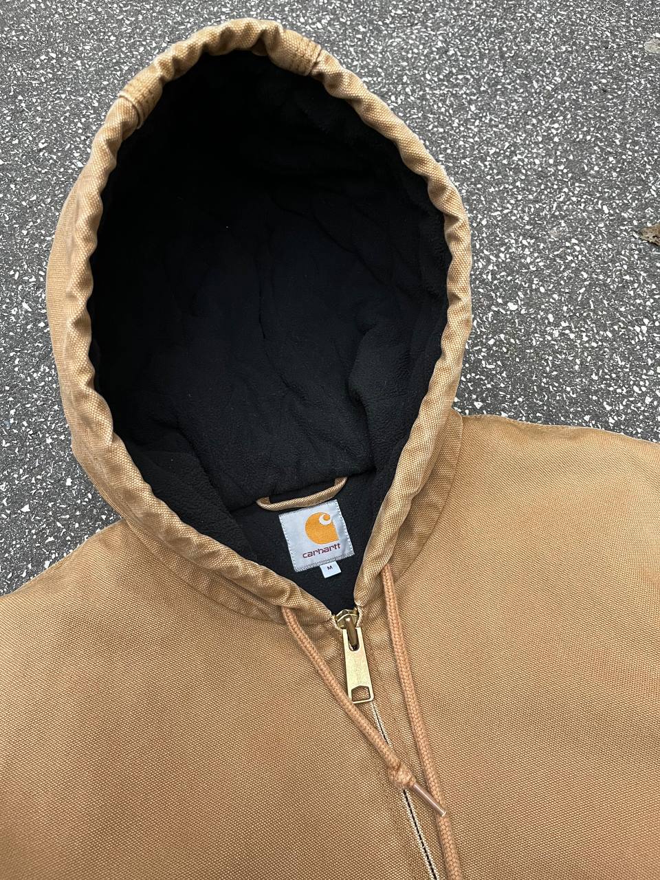 Vintage Carhartt WIP Active Jacket vinter workwear jakke fra Carhartt USA i M medium Beige med fleece insulation Unisex