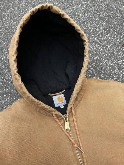 Vintage Carhartt WIP Active Jacket vinter workwear jakke fra Carhartt USA i M medium Beige med fleece insulation Unisex