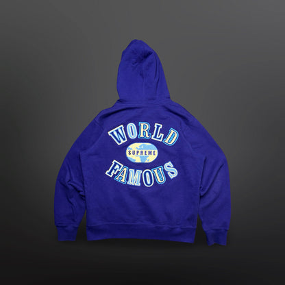 Supreme World Famous Zip Up Hoodie – Blue – Medium