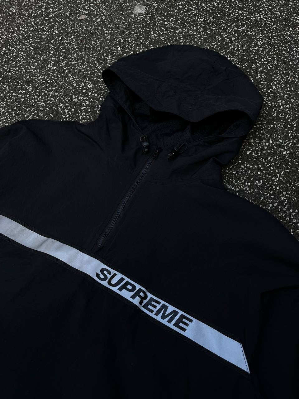 Supreme Reflective Taping Hooded Pullover M Medium Sort Black