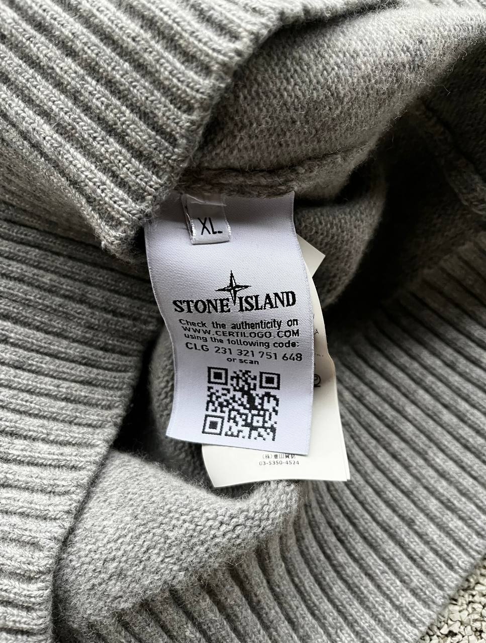 Brugt Used Stone Island Sweater Trøje i Uld i grå 80% Uld XL 6715508A3
