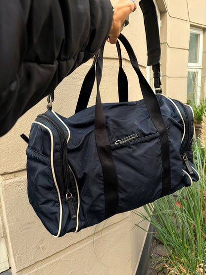 Prada Vintage Nylon Duffle / Travel Bag – Navy
