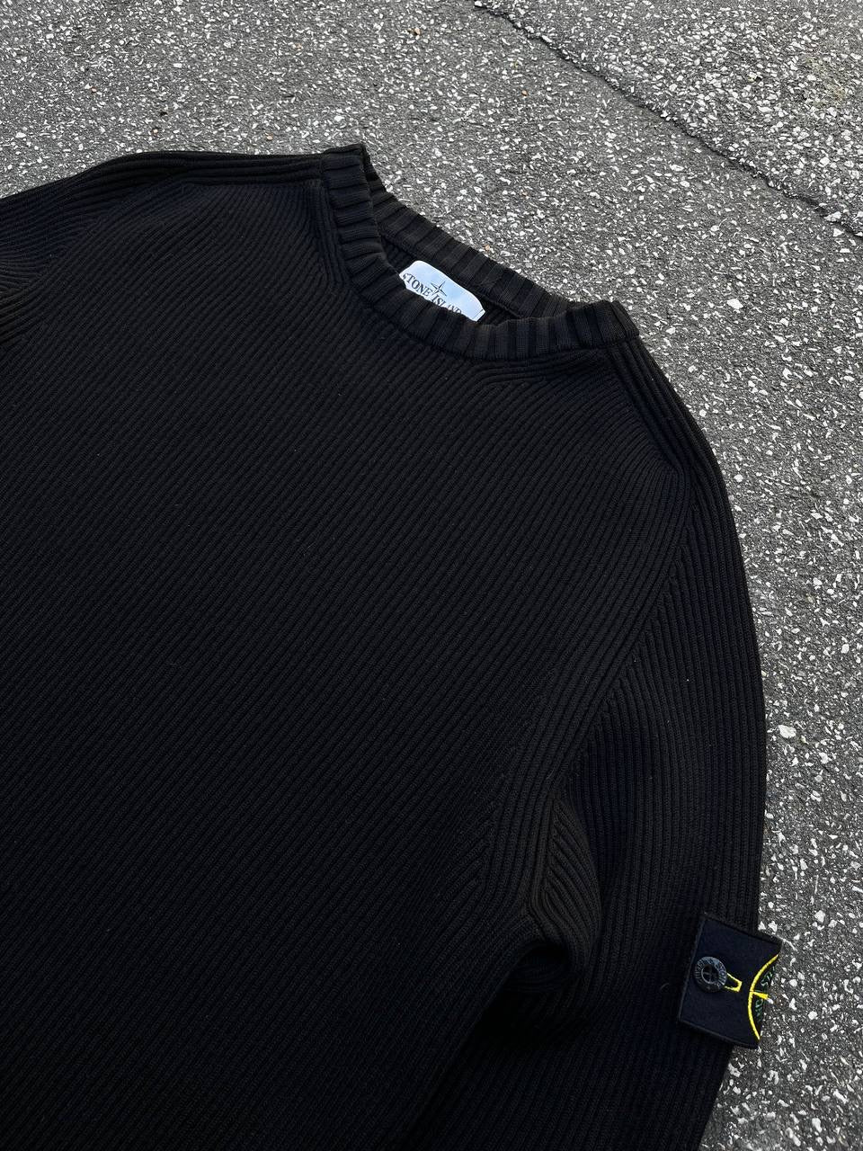 Stone Island Uld Sweater Trøje XXL Sort Brugt Used