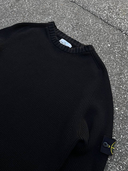 Stone Island Uld Sweater Trøje XXL Sort Brugt Used