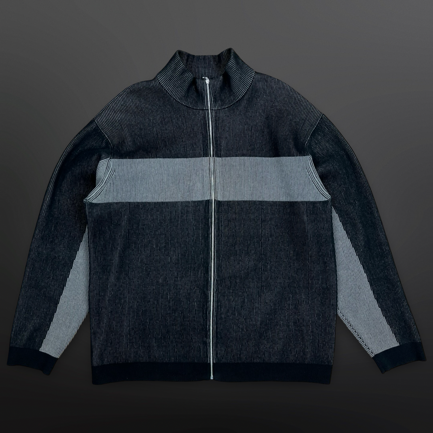 Supreme Full Zip Sweater – Black/Grey Str. L