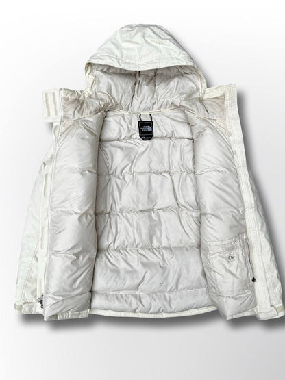 Brugt Used Vintage Vinterjakke Skijakke Hvid The North Face puffer dynjakke med Bælte og hætte kvinde dame model L large