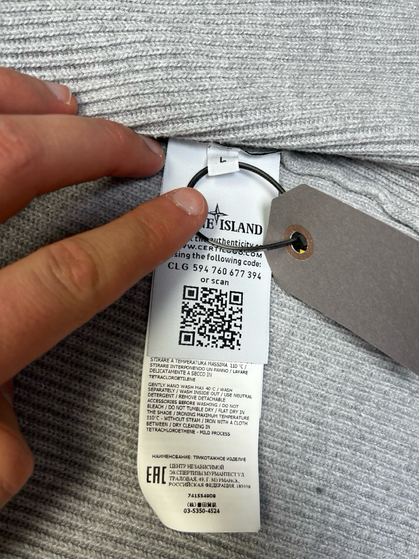 Stone Island Cardigan i Grå Large Brugt Som ny