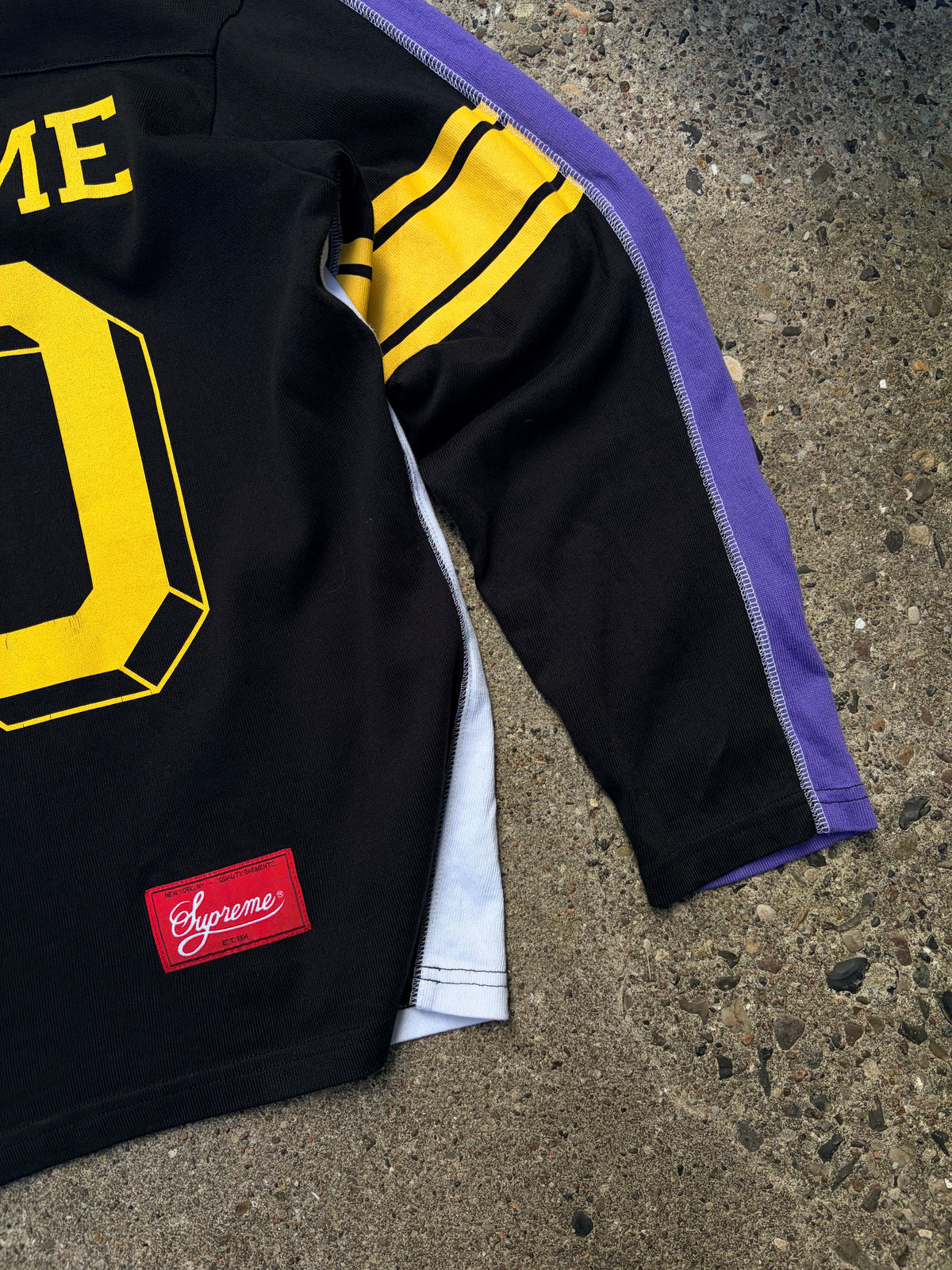 Supreme Hockey Jersey / Long Sleeve – Black / Purple – Size Small