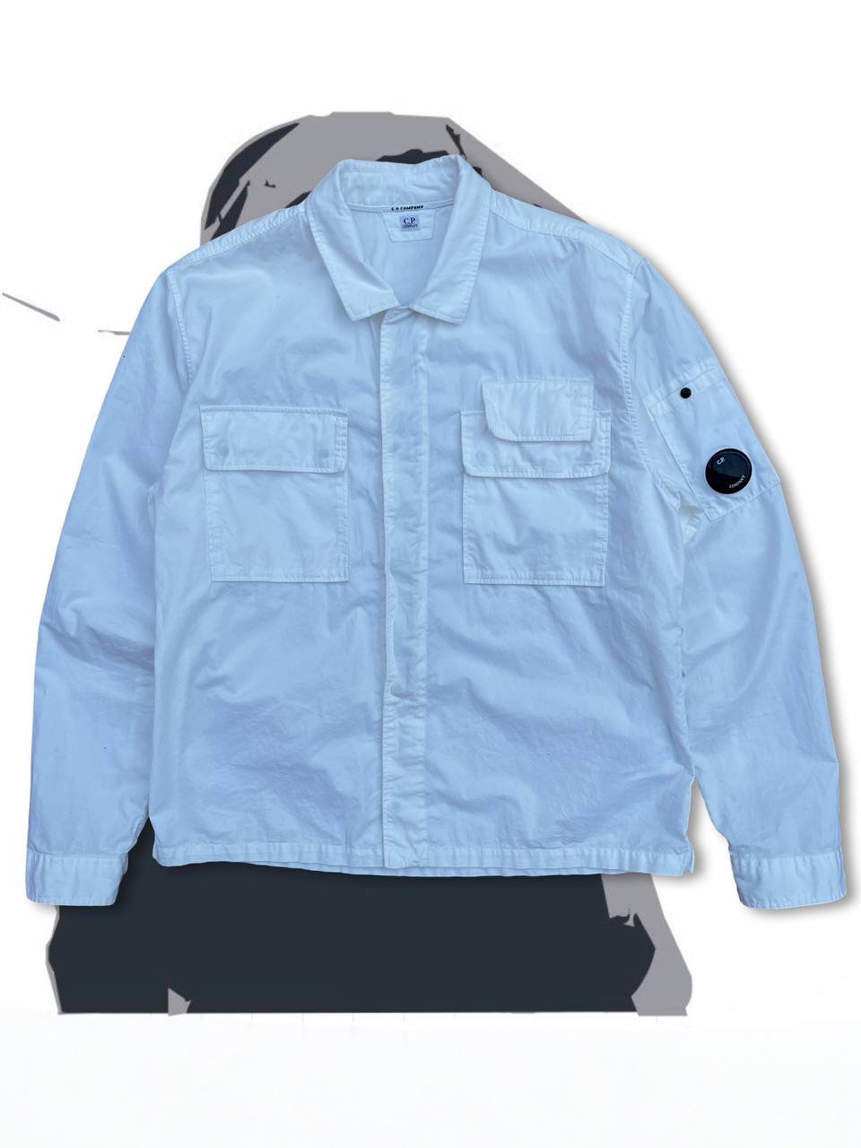 C.P.Company Overshirt Skjorte Brugt Used i Hvid White L large Herre Mænd i god stand