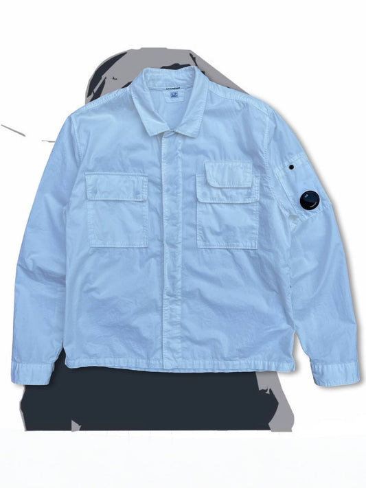 C.P.Company Overshirt Skjorte Brugt Used i Hvid White L large Herre Mænd i god stand