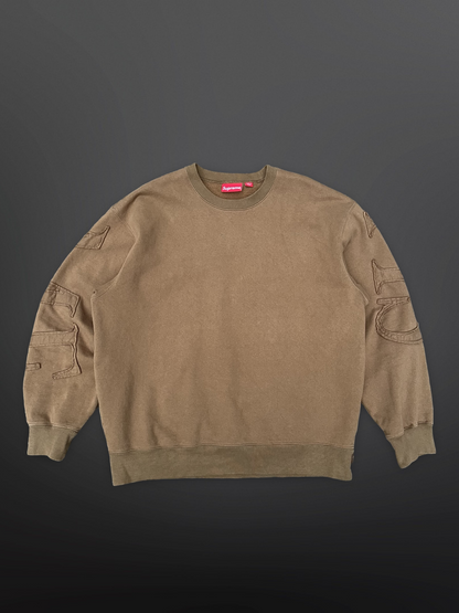 Supreme Tonal Appliqué Crewneck Olive Brown, Str. Large