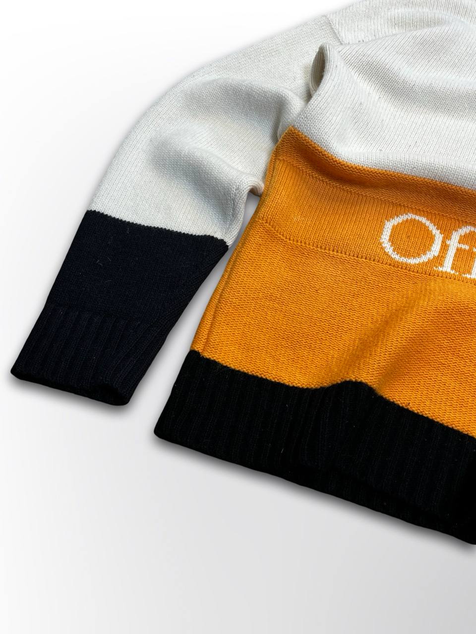 Brugt Off-White Tm Trøje Strik Striktrøje Sweater i uld L large 100% wool uld i multifarve