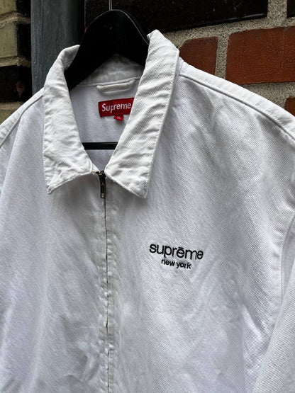 Supreme New York Canvas Hvid Jakke XL Herre Brugt Vintage
