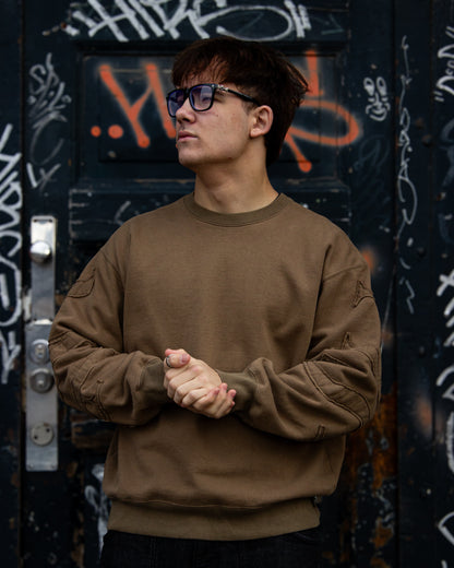 Supreme Tonal Appliqué Crewneck Olive Brown, Str. Large