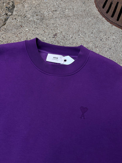 AMI Paris Tonal Ami de Cœur Sweatshirt – Purple – Large