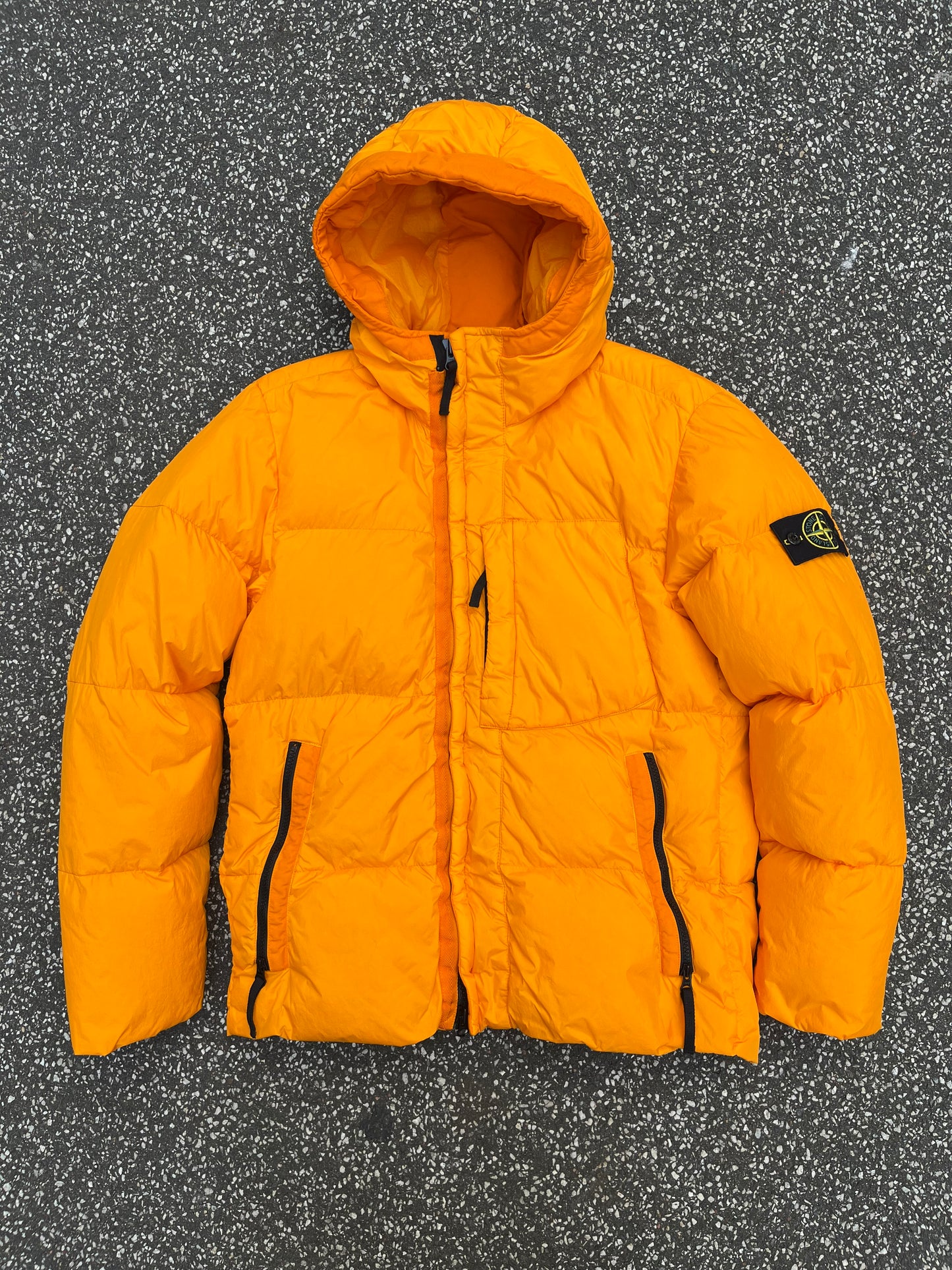 Stone Island Crinkle Down Jacket Orange, L Large