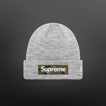Supreme Camo Box Logo Beanie – Grey