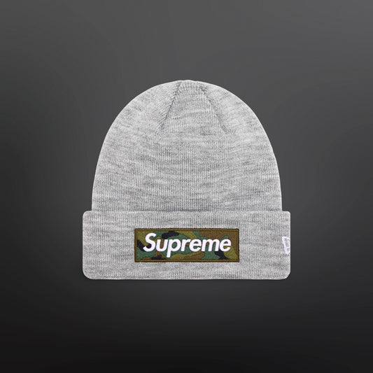 Supreme Camo Box Logo Beanie – Grey
