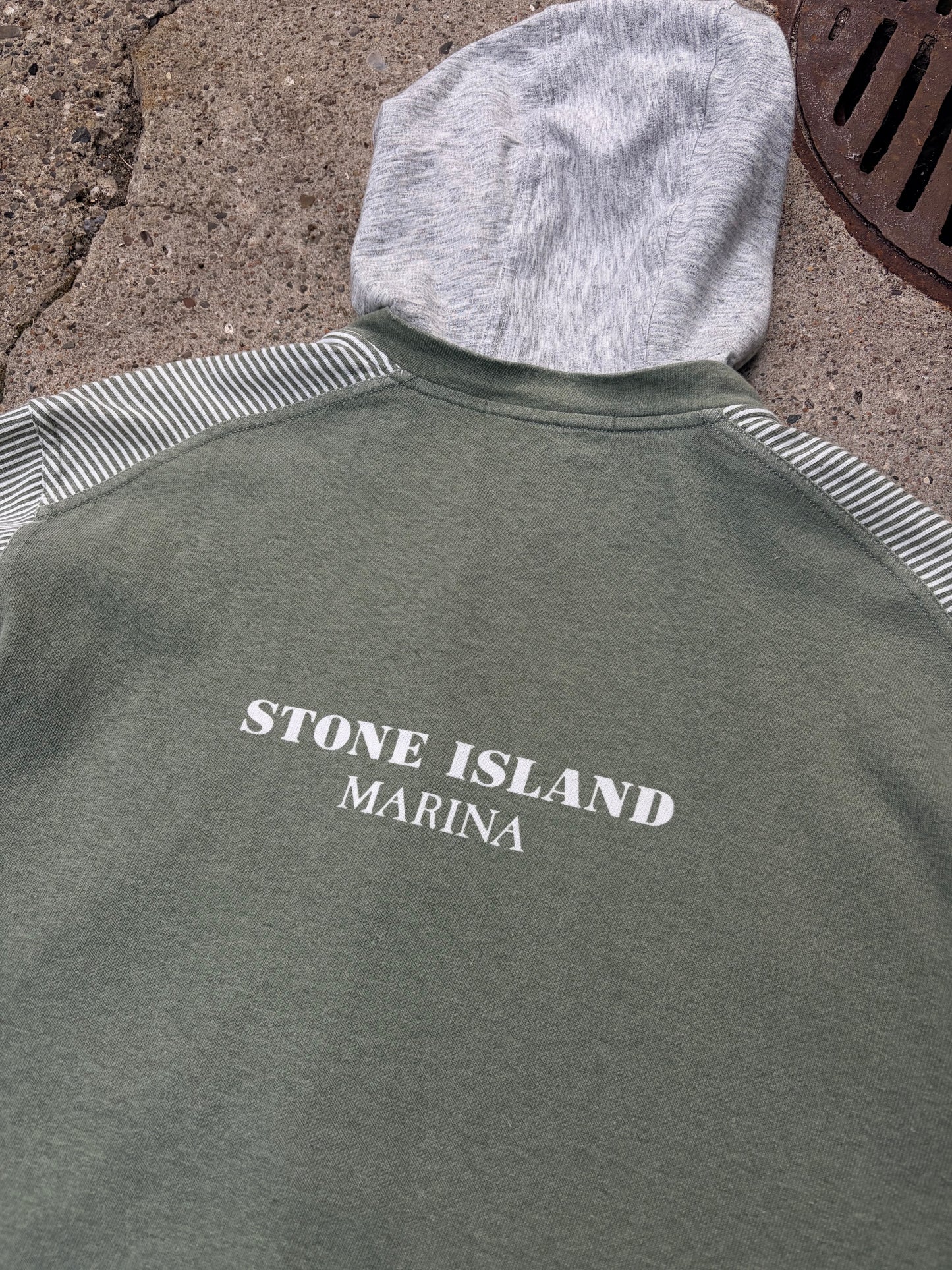Stone Island Marina Hooded Overshirt – Green/Stripe – Large
