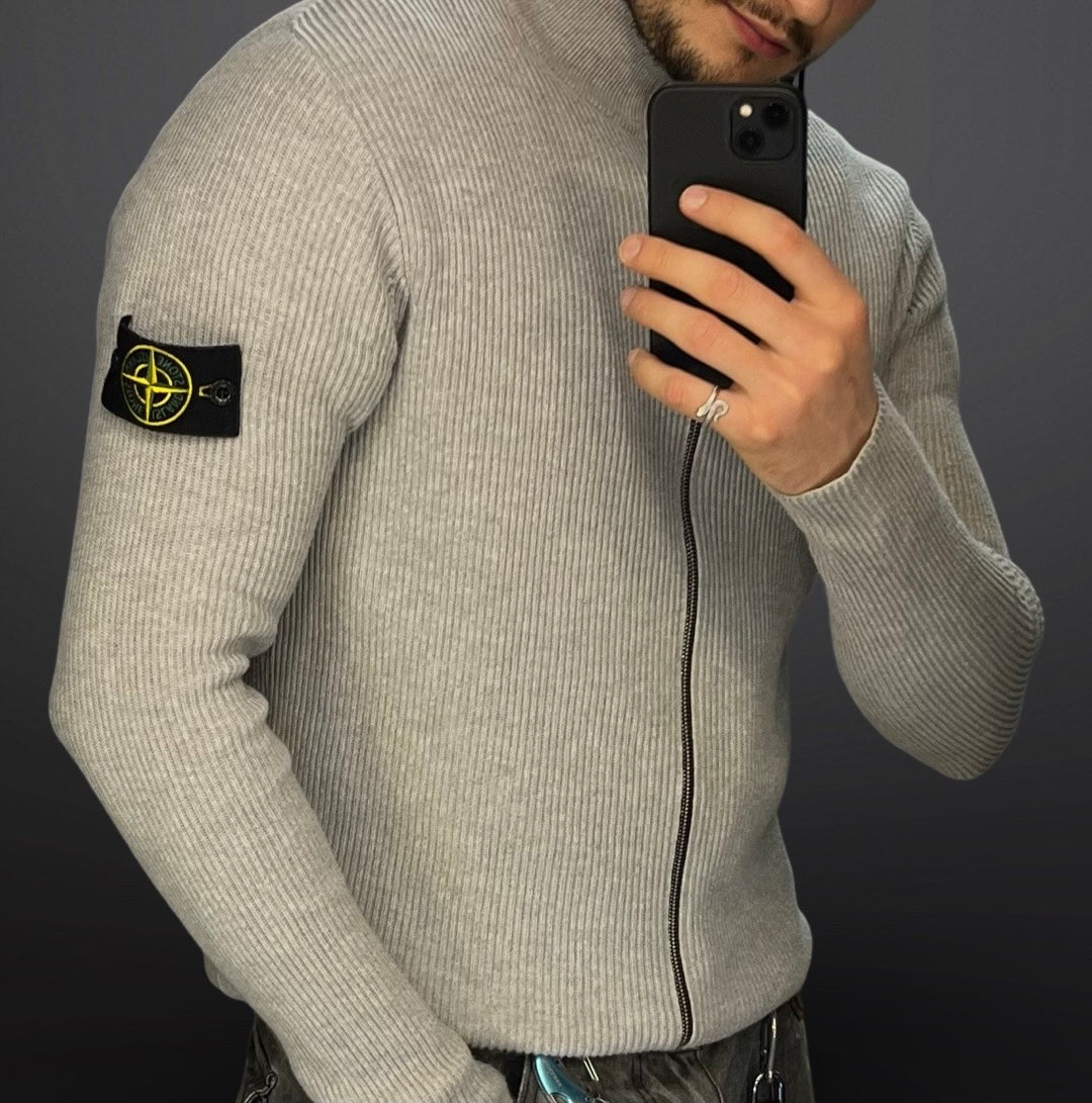 Stone Island Cardigan i Grå Large Brugt Som ny