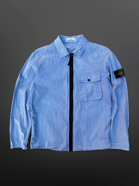 Stone Island Overshirt Skjorte Himmelblå M Medium Brugt Used
