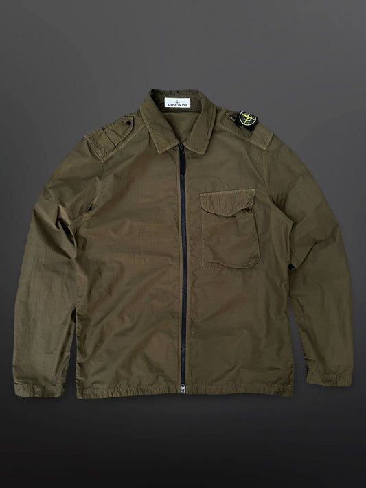 Stone Island Overshirt Skjorte Sommerjakke L Large Khaki Grøn Brugt Used