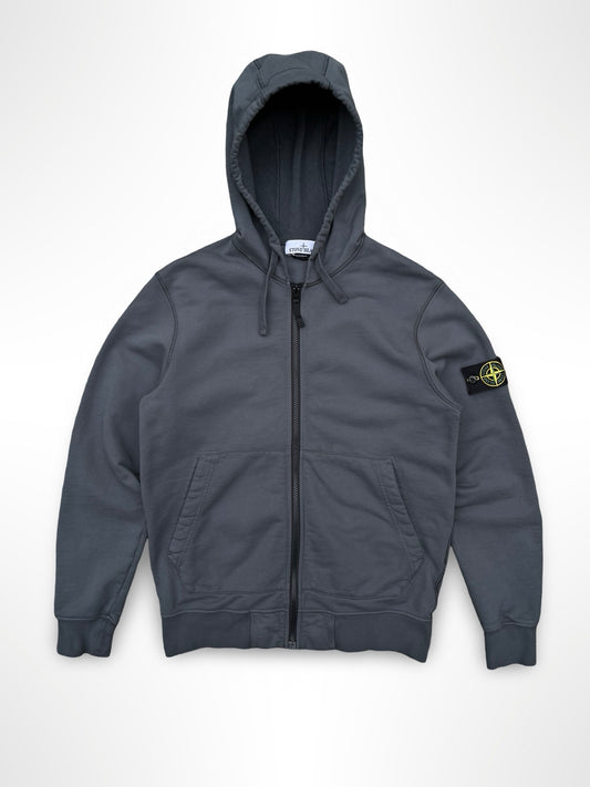 Stone Island Zip Up Hoodie Hættetrøje med Lynlås i grå grey Large Som ny Brugt